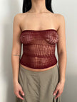 Super hot handmade knit distressed top in burgundy
