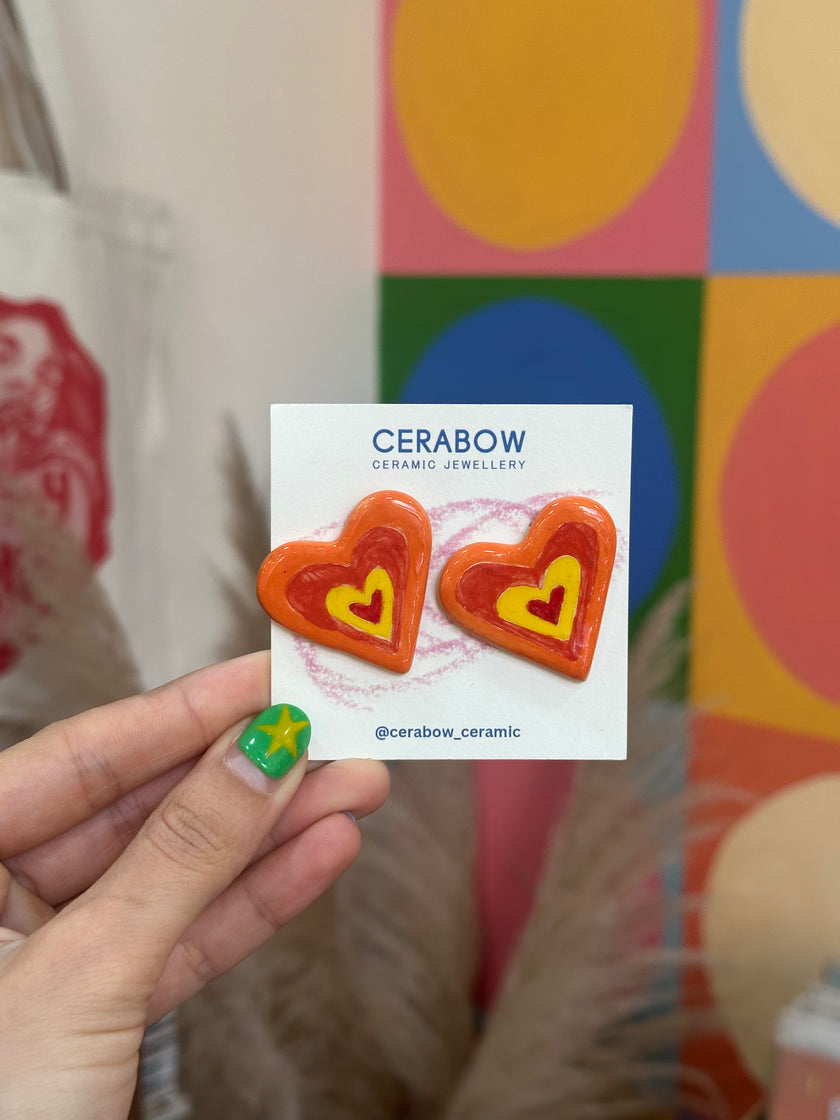 Cerabow handmade heart earrings