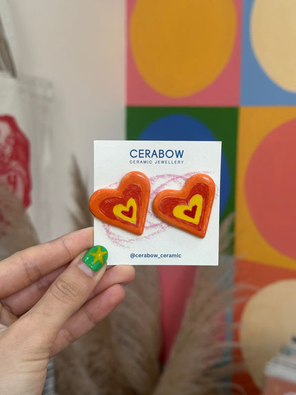 Cerabow handmade heart earrings