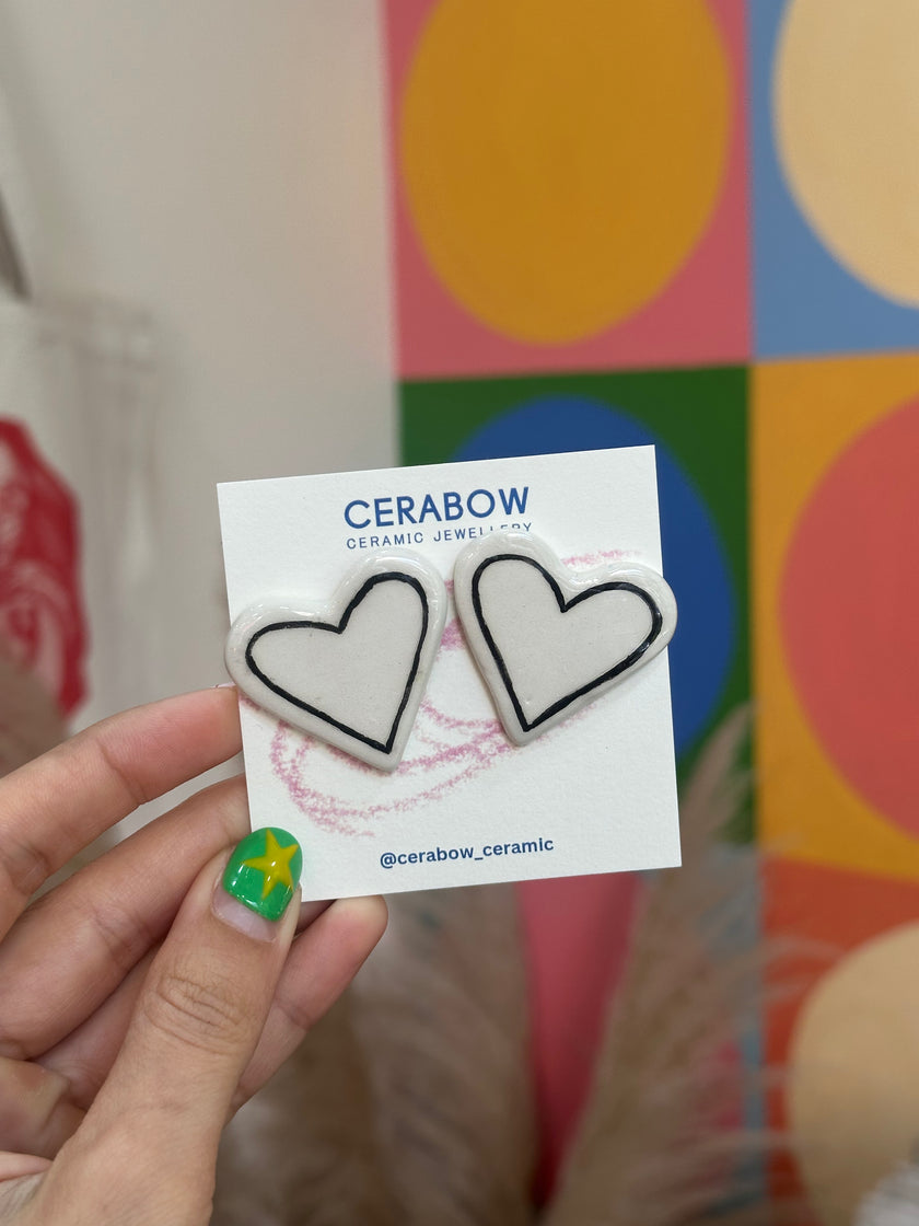 Cerabow handmade heart earrings