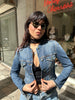 Super hot denim jacket with collar and frayed ends