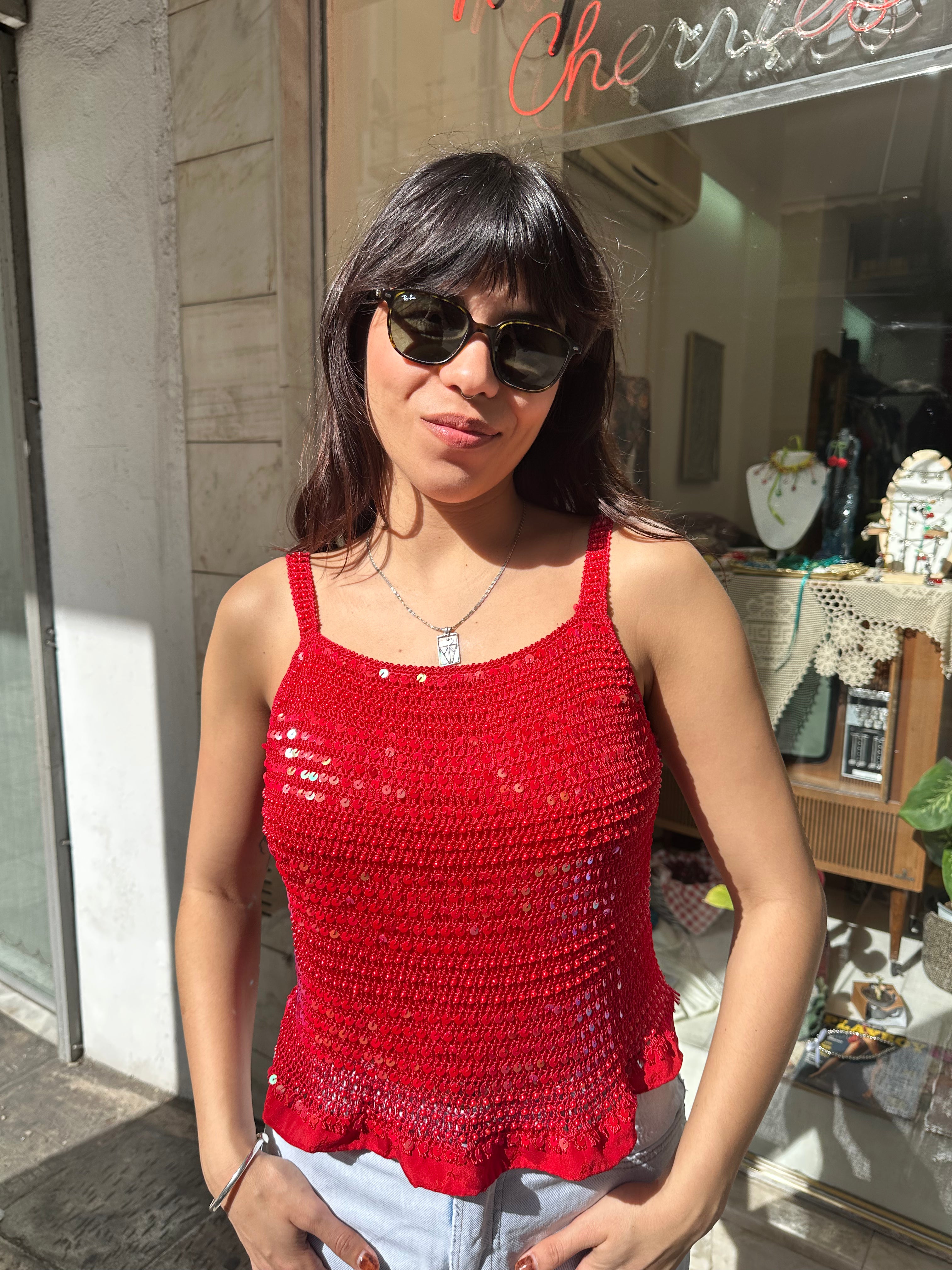 Stunning crochet top with sequins