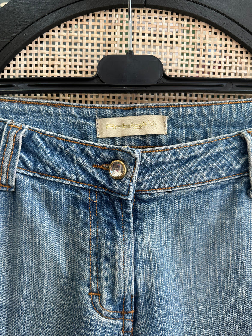 Artigli low waisted denim shorts with sequin detailing