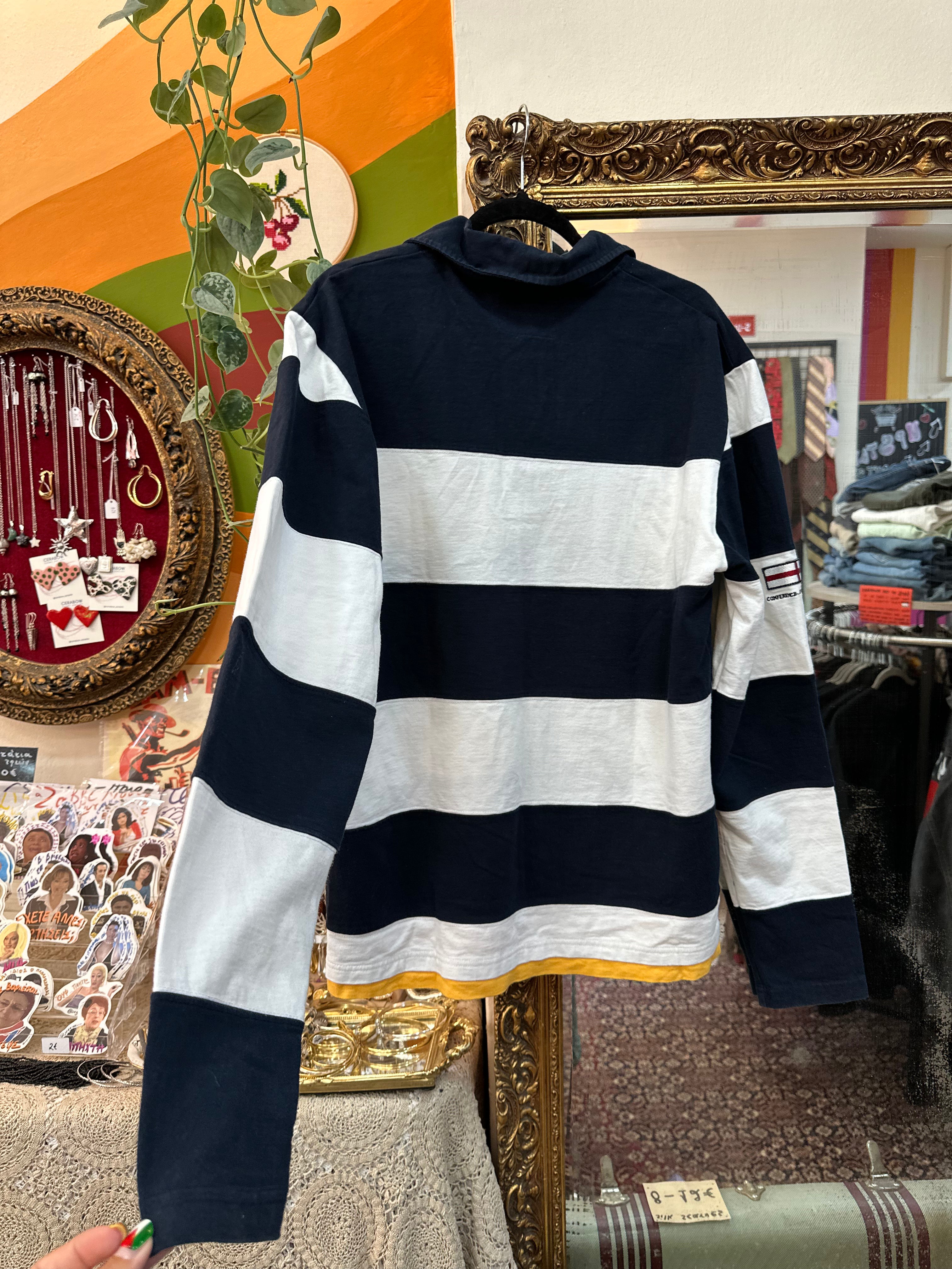 XDYE striped long sleeve polo shirt (L)