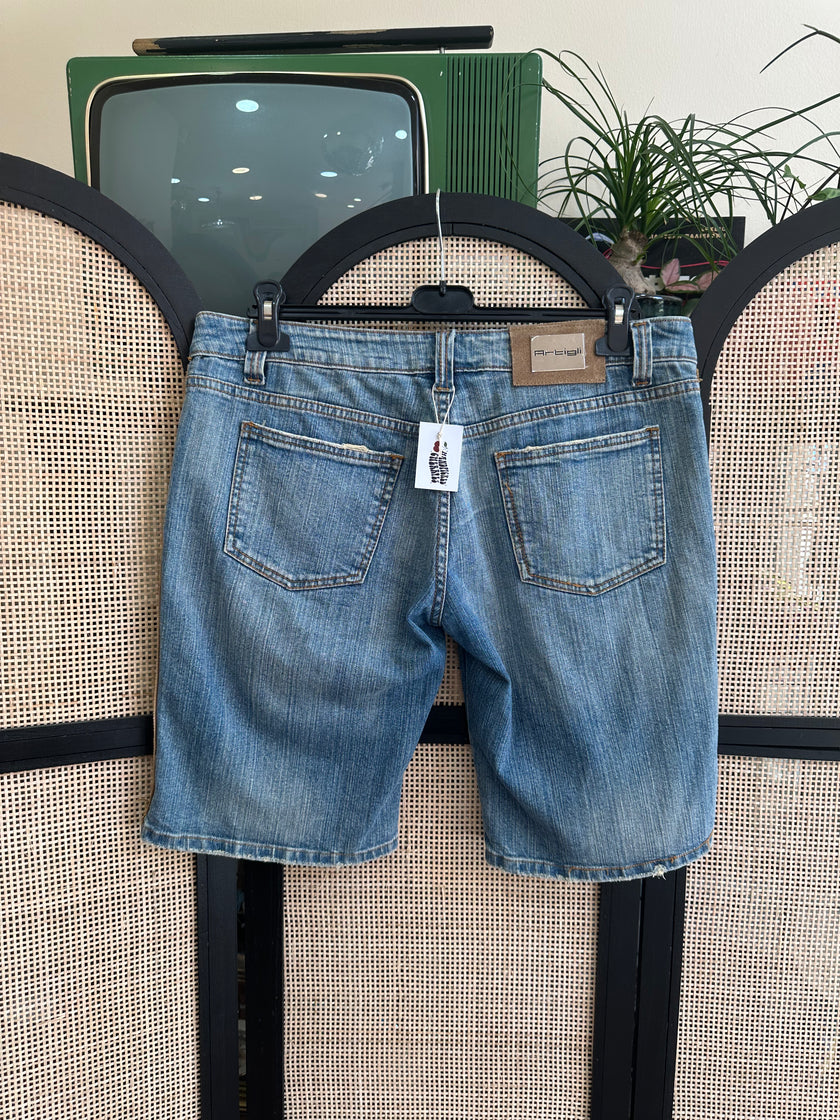 Artigli low waisted denim shorts with sequin detailing