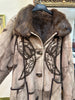 Stunning vintage genuine leather coat with fur