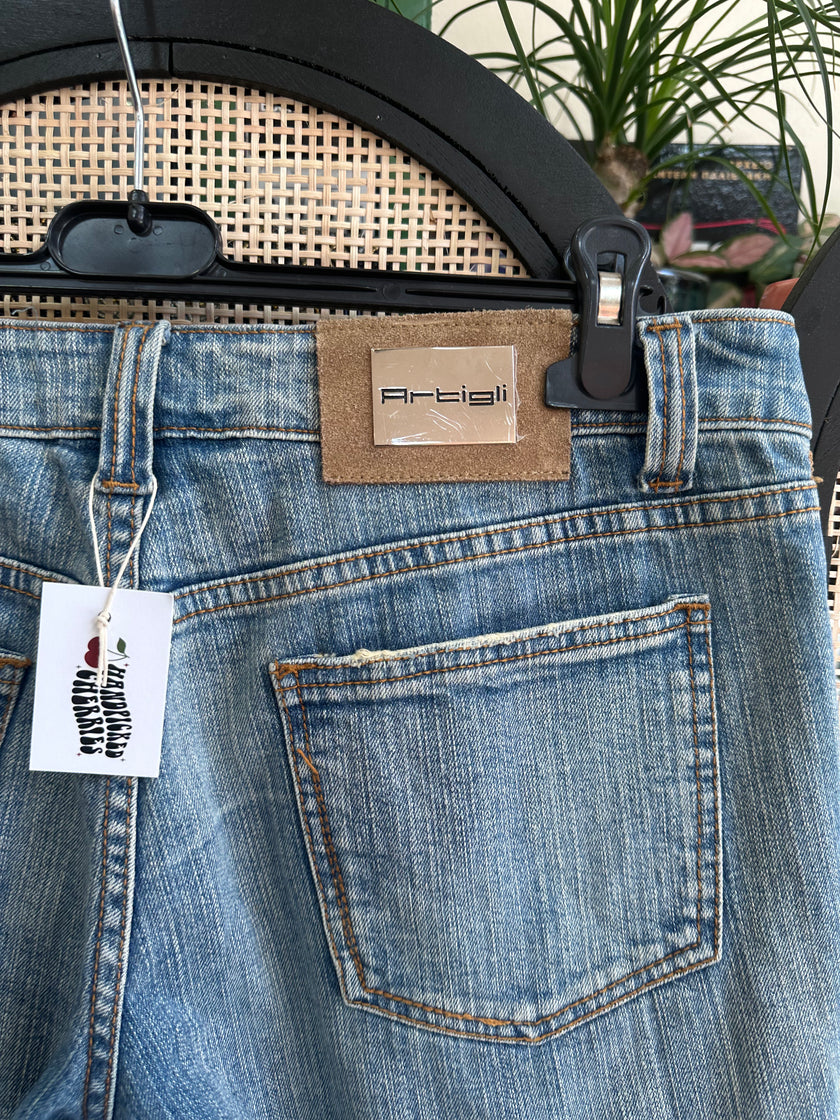 Artigli low waisted denim shorts with sequin detailing