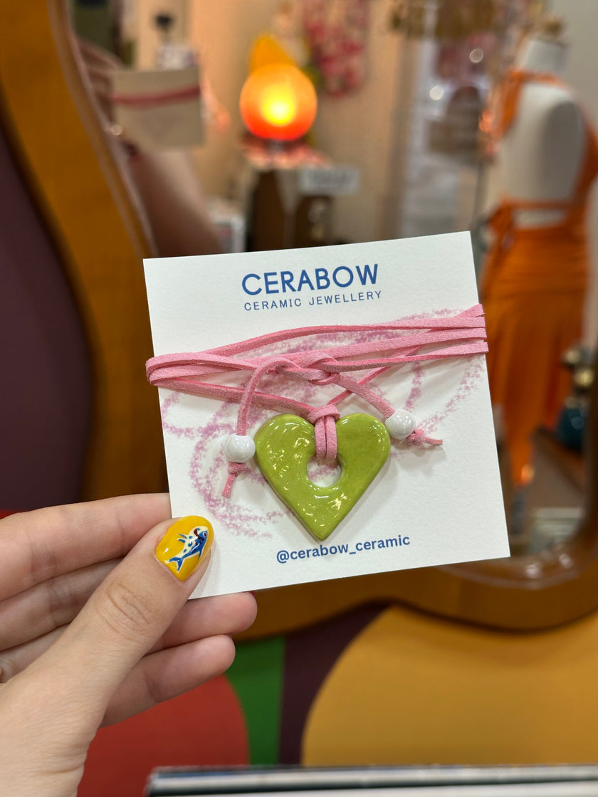 Cerabow handmade heart choker
