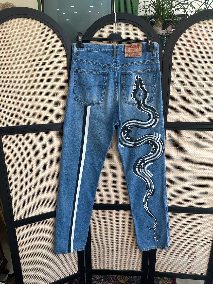 Handpainted high waisted jeans