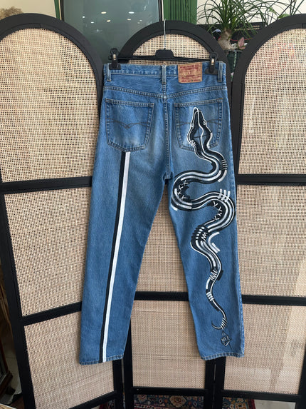 Handpainted high waisted jeans
