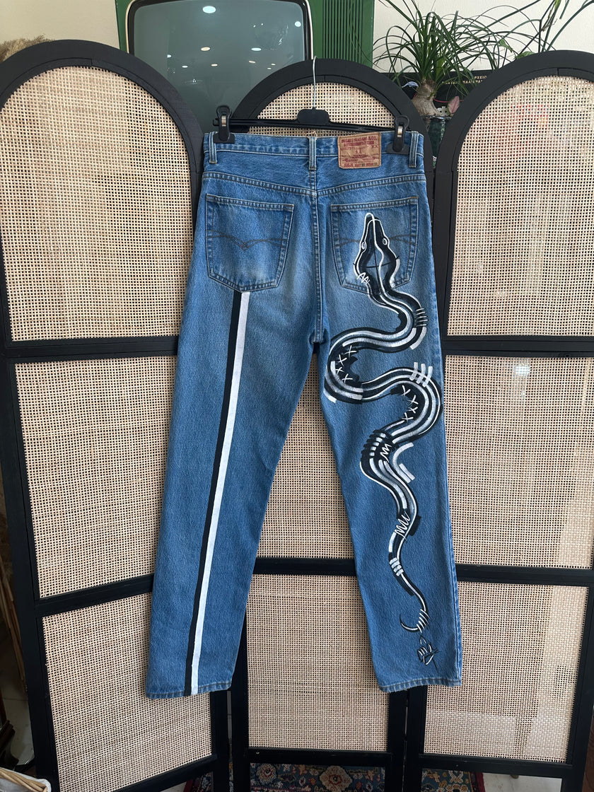 Handpainted high waisted jeans