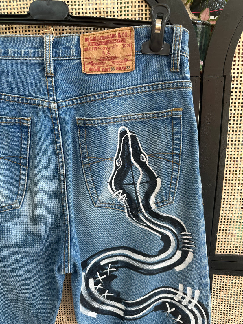 Handpainted high waisted jeans