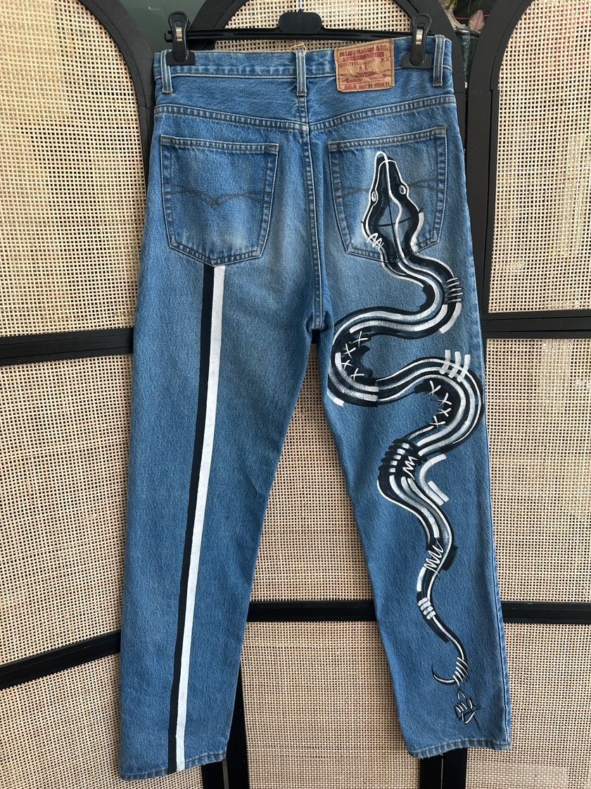 Handpainted high waisted jeans