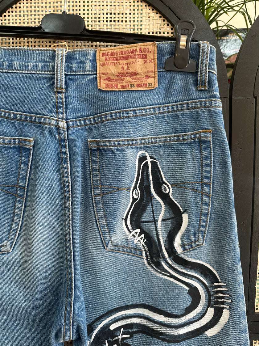 Handpainted high waisted jeans