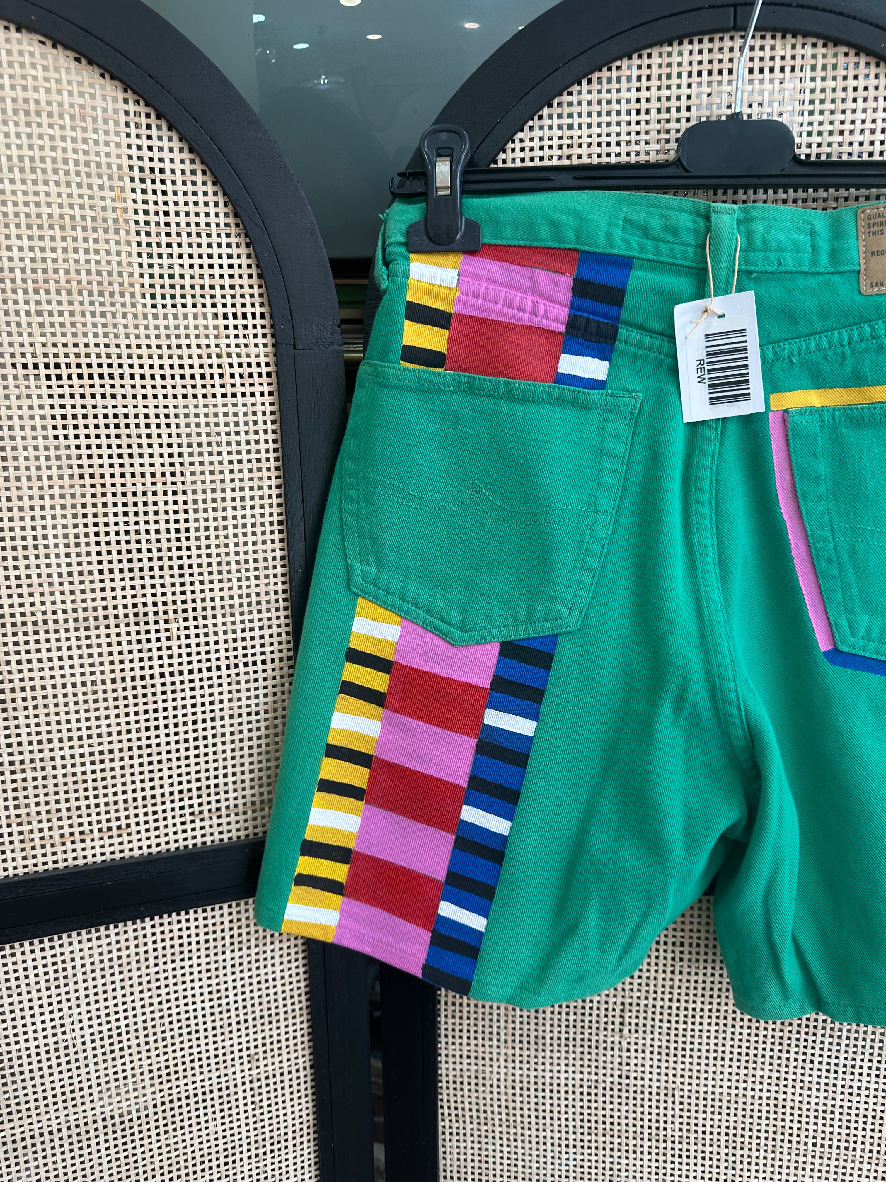 Ηandpainted Esprit Green denim shorts