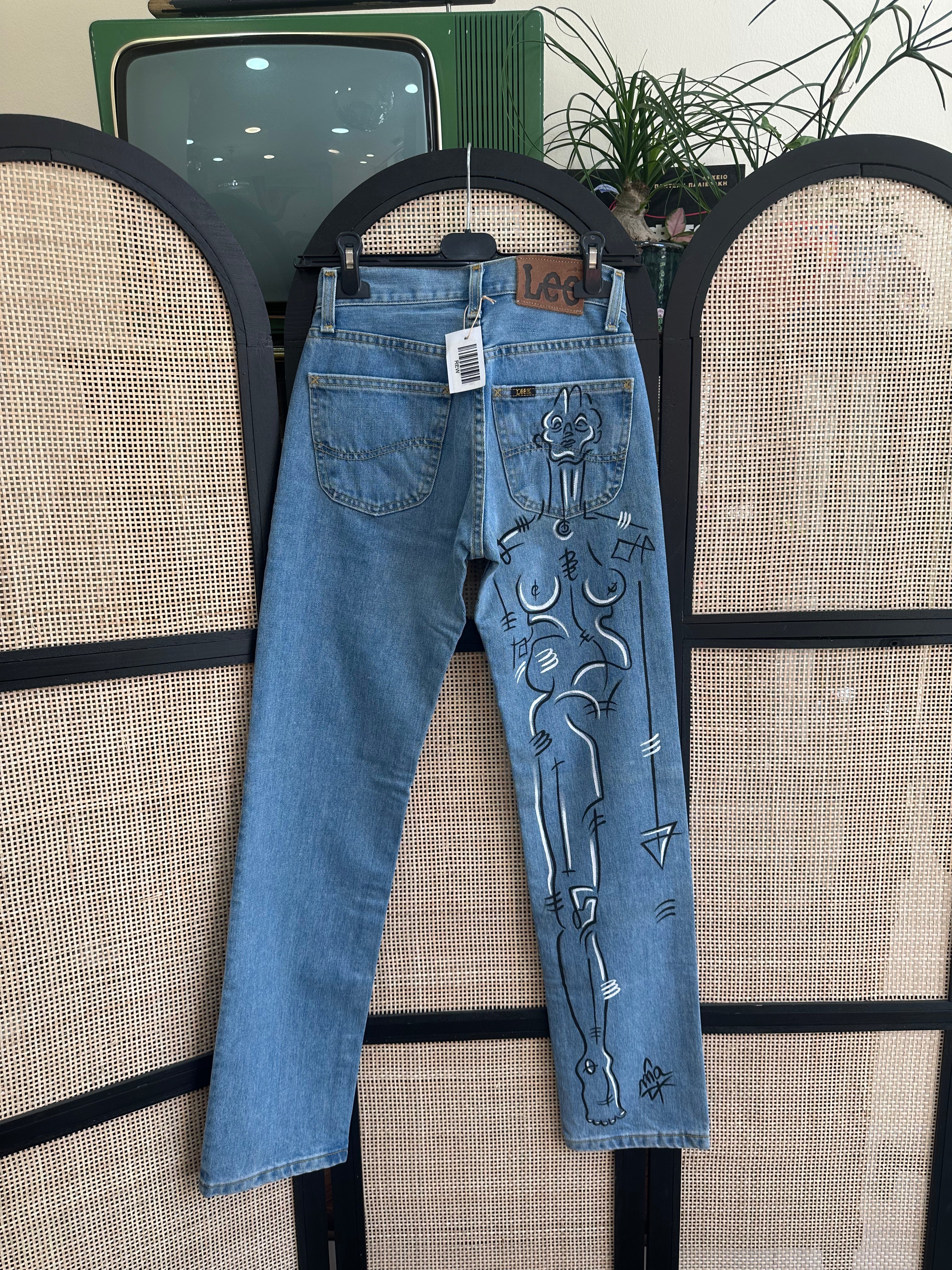 Handpainted Lee low waisted jeans