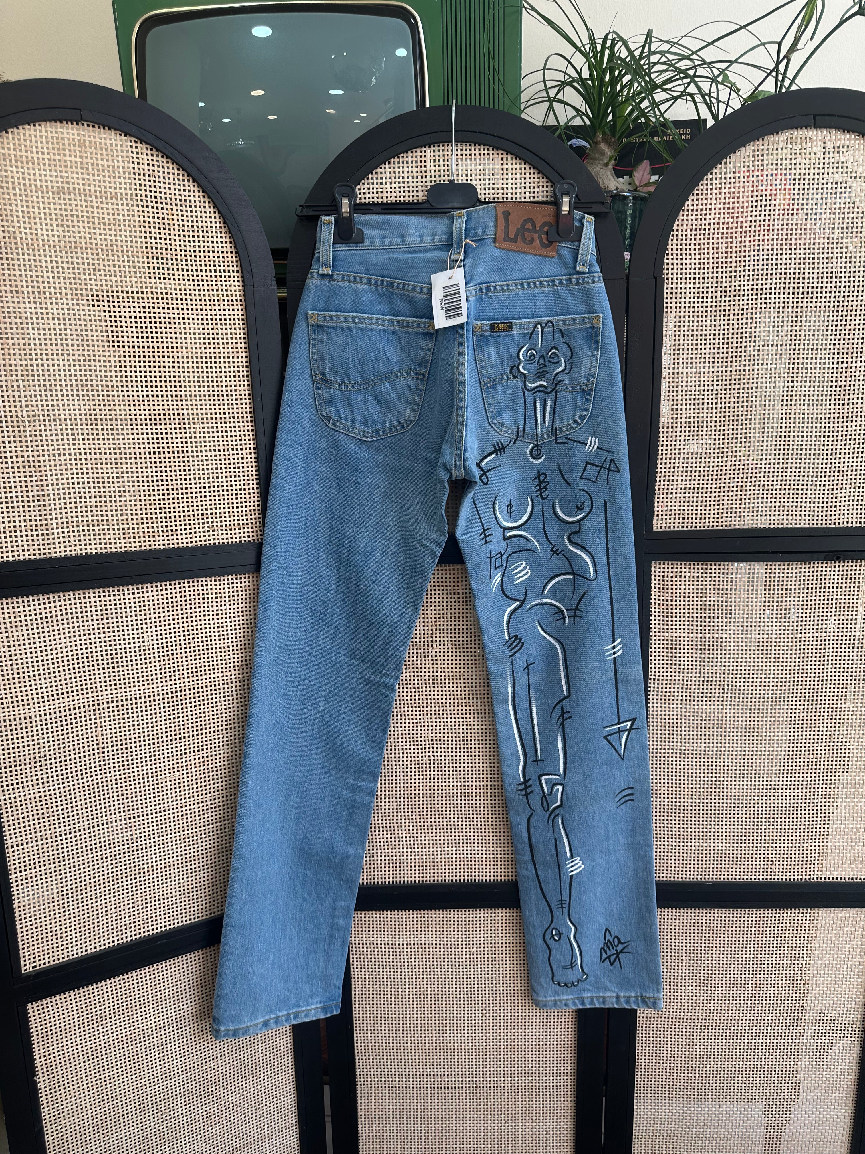 Handpainted Lee low waisted jeans
