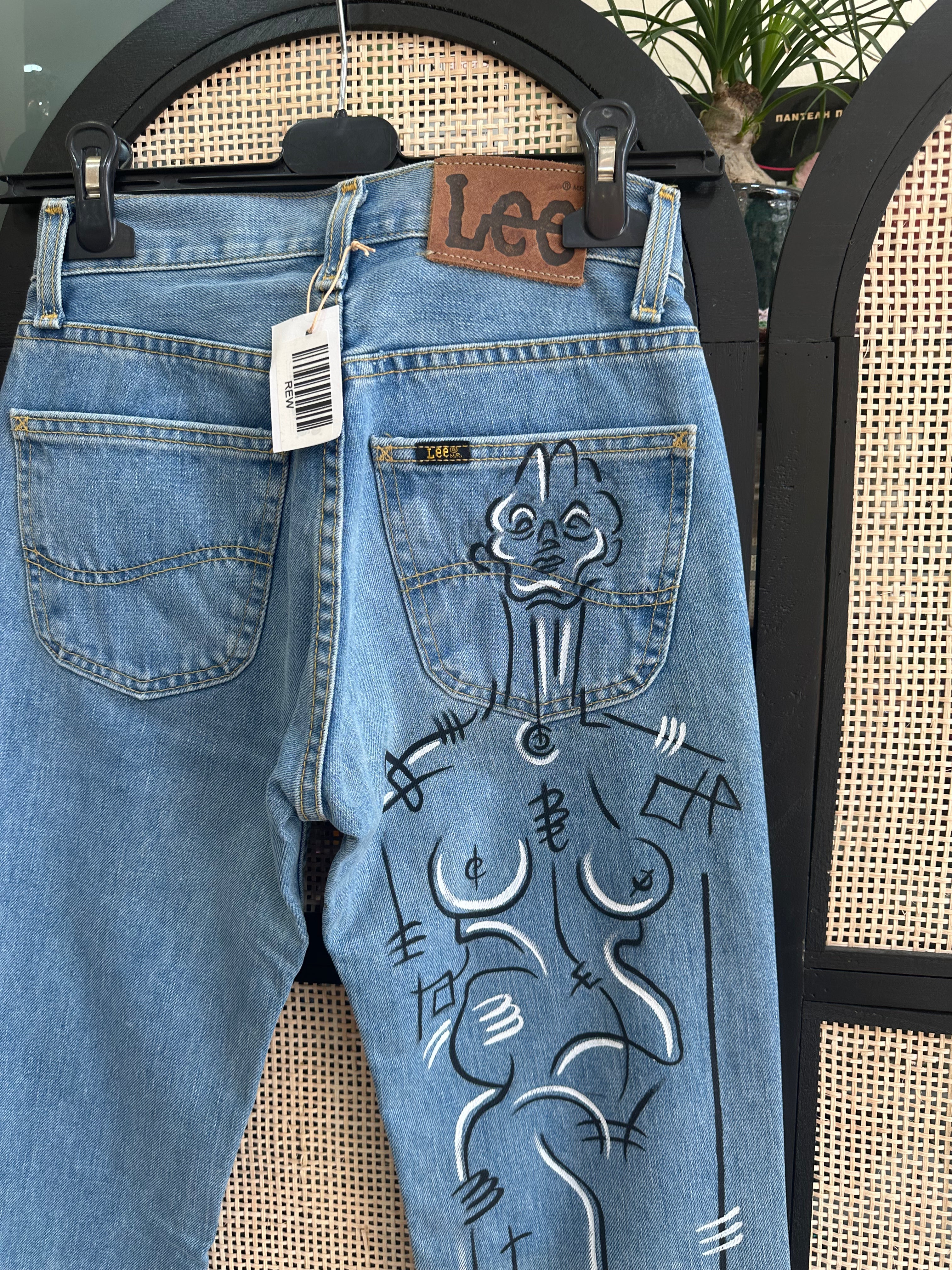 Handpainted Lee low waisted jeans