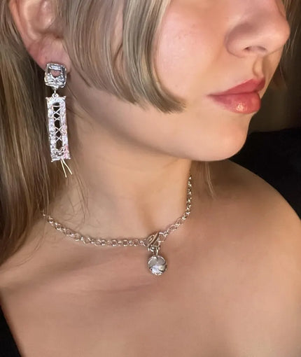 Kosmirah silver Corset Earrings