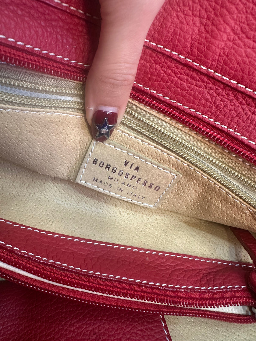 Two toned top handle shoulder bag