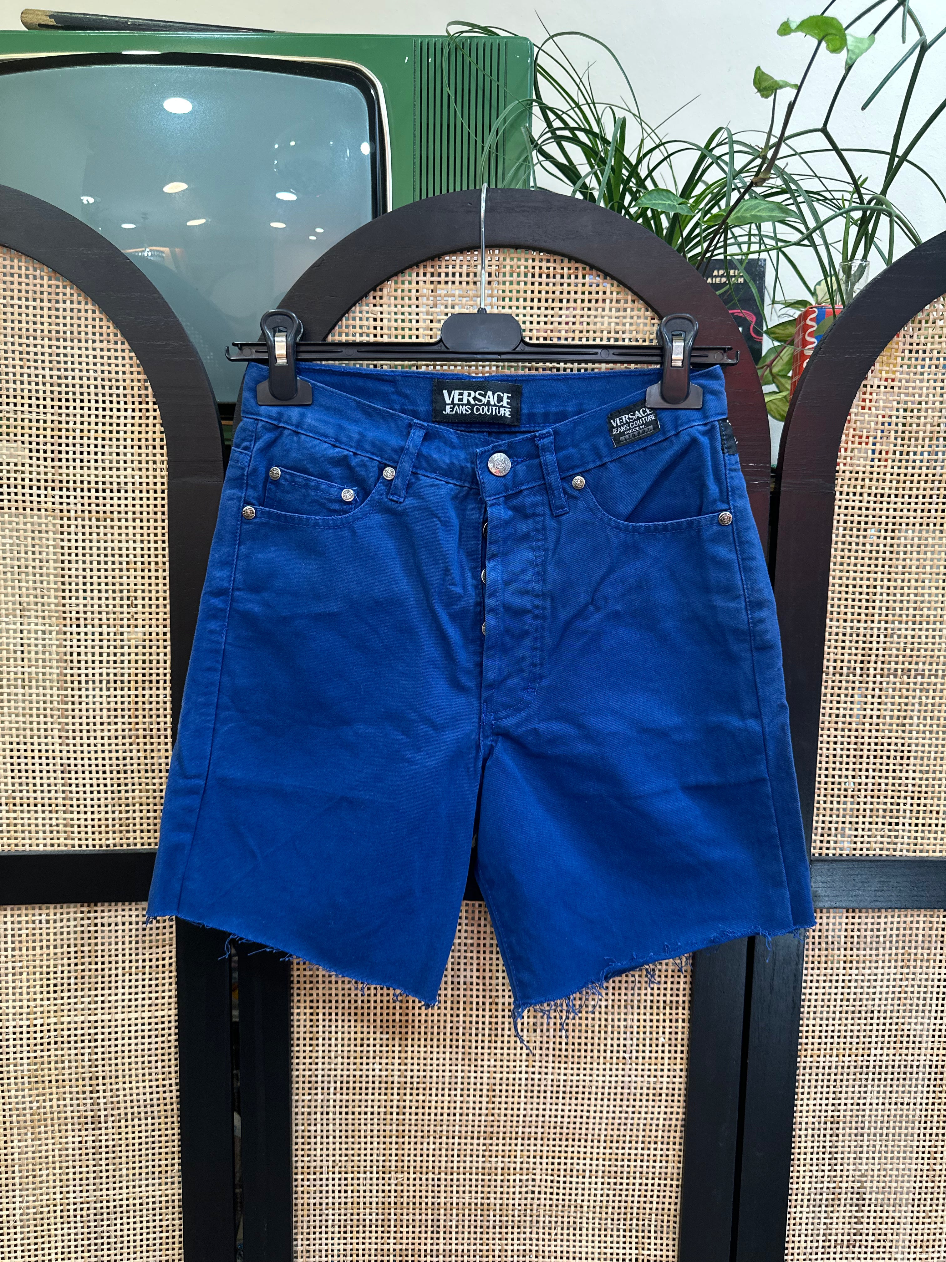 Versace high waisted blue shorts