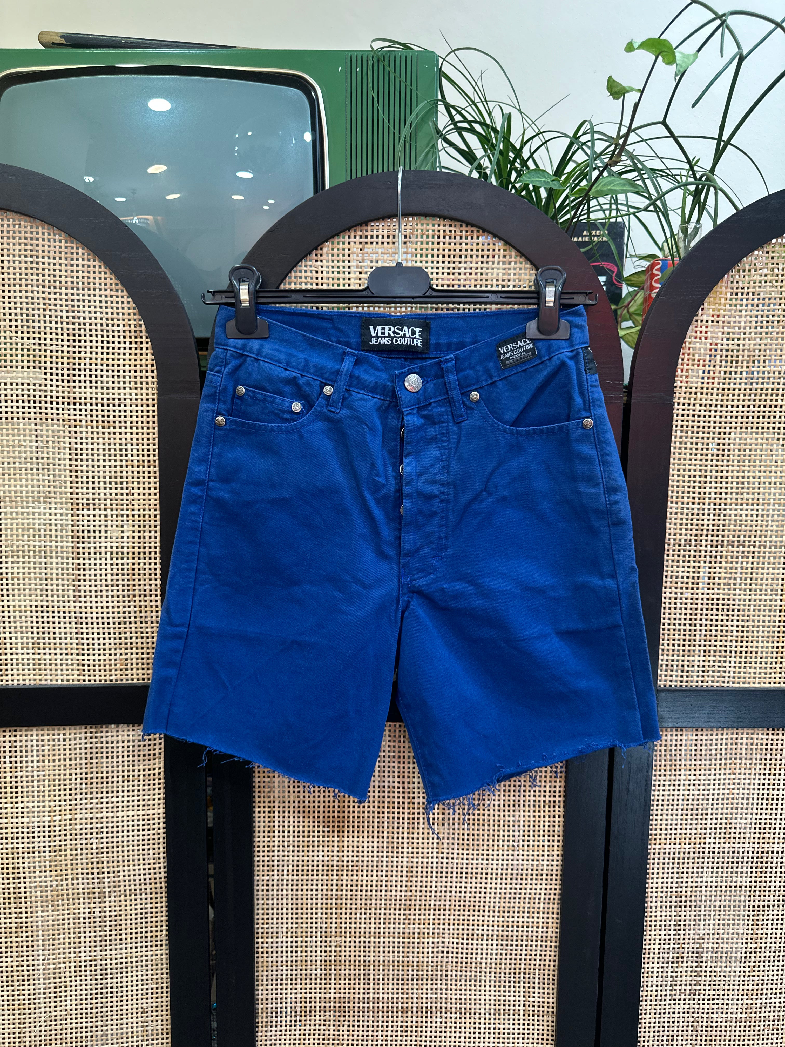 Versace high waisted blue shorts