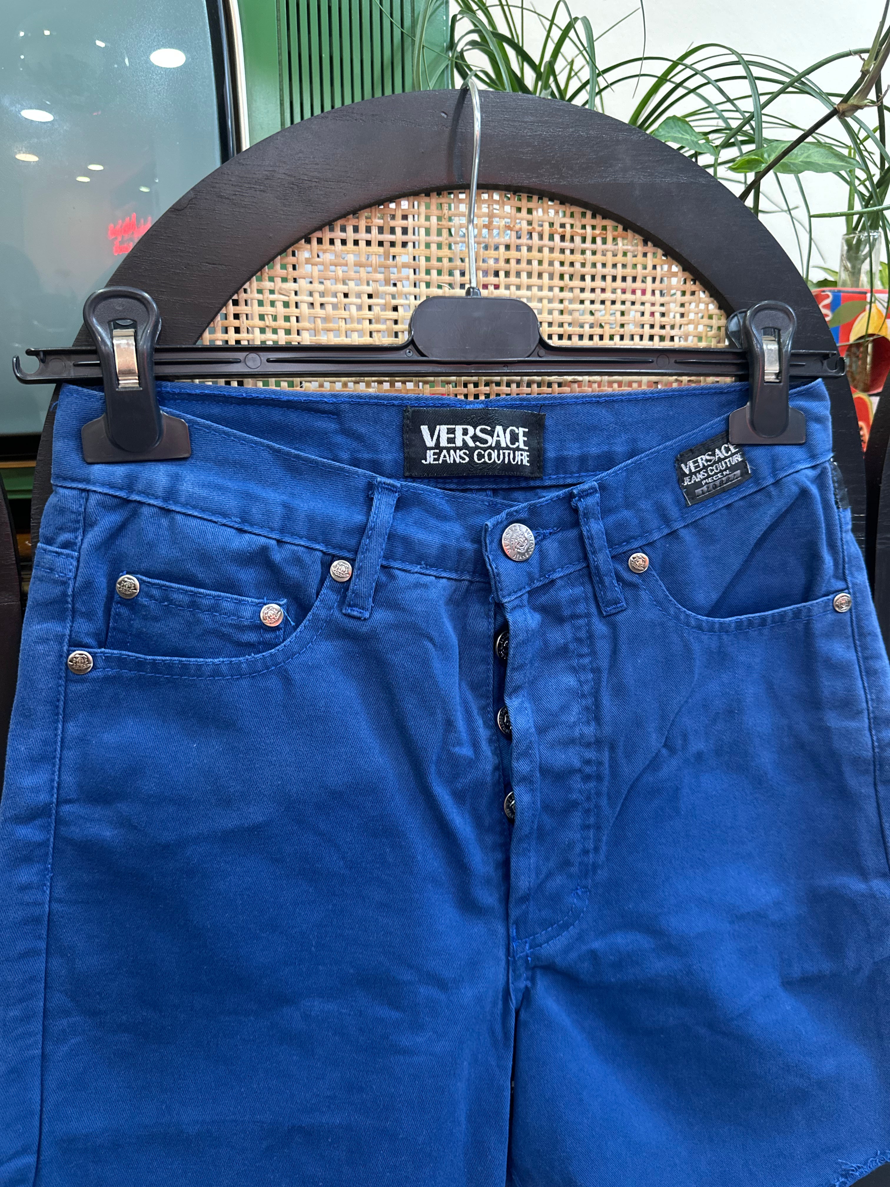 Versace high waisted blue shorts
