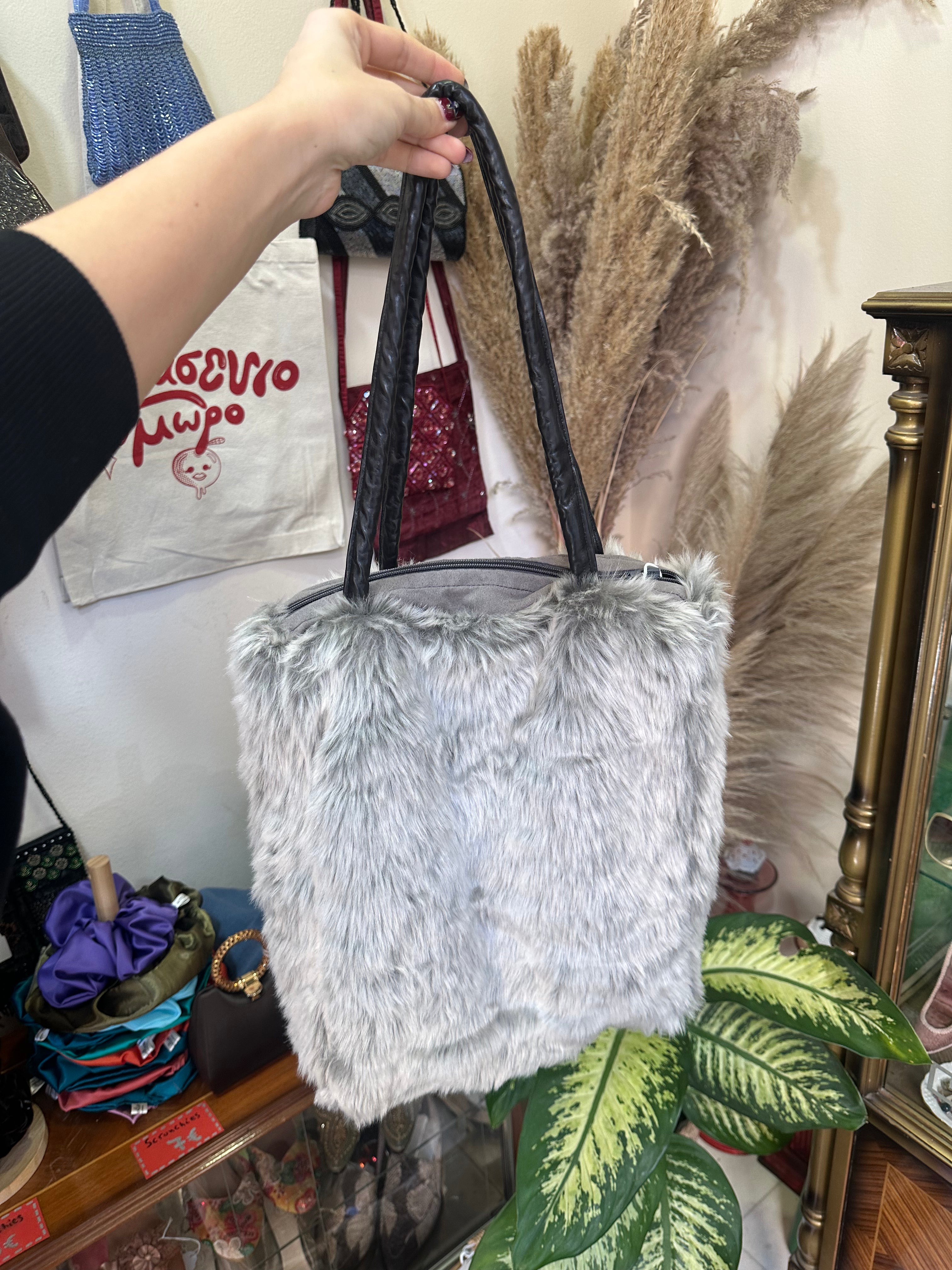 Super cute faux fur tote bag