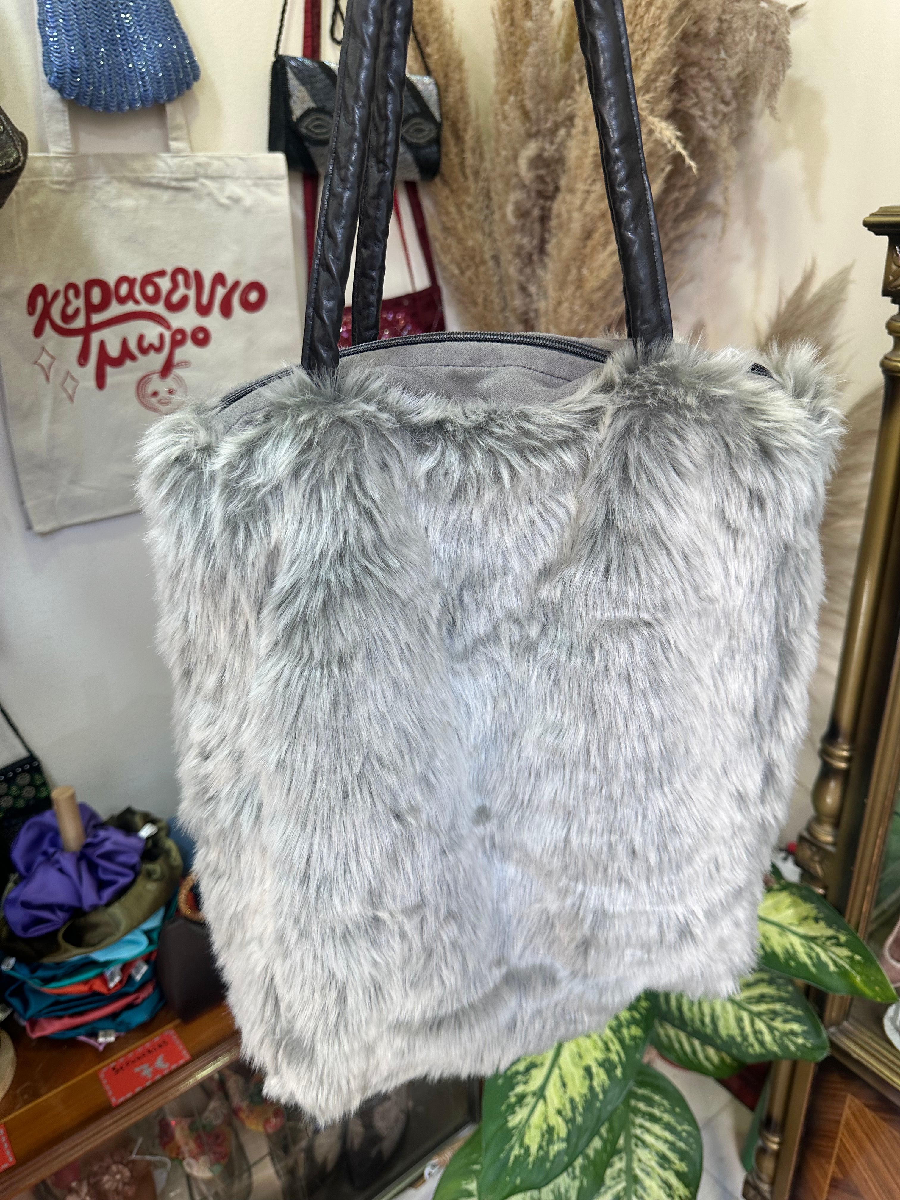 Super cute faux fur tote bag