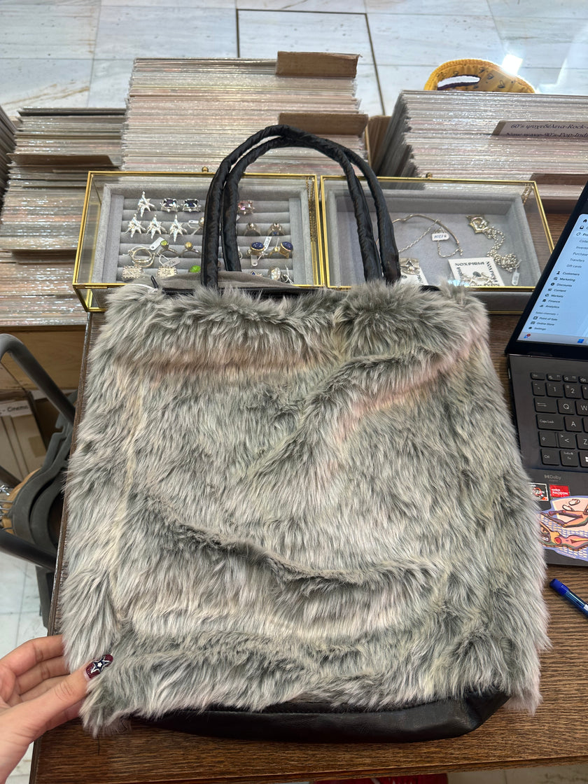 Super cute faux fur tote bag