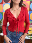 Rubamori super cute mesh semi see-through ruffle top (S/L)
