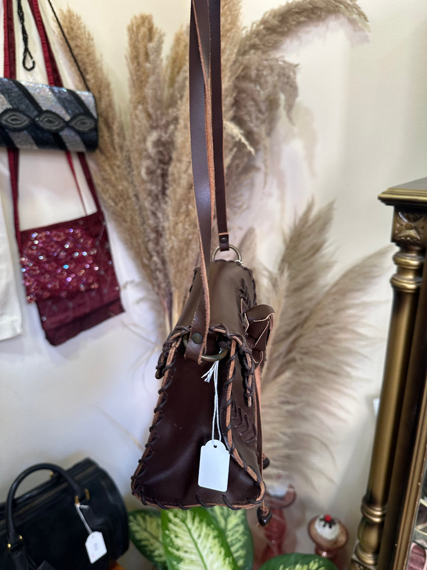Bacamunda dark brown leather mini cross body bag