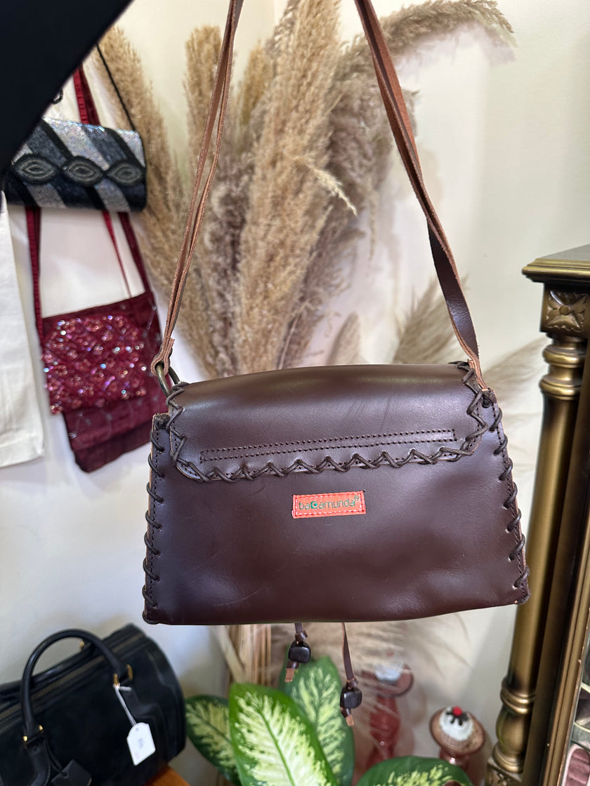 Bacamunda dark brown leather mini cross body bag