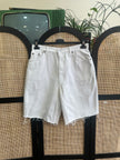 High waisted white denim shorts
