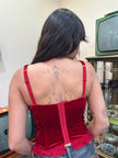 Super hot red velvet corset top
