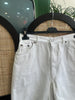 High waisted white denim shorts