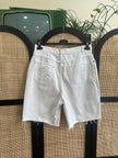 High waisted white denim shorts