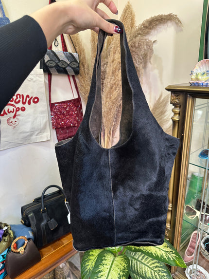 Vintage italian hair-on leather shoulder tote