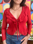 Rubamori super cute mesh semi see-through ruffle top (S/L)