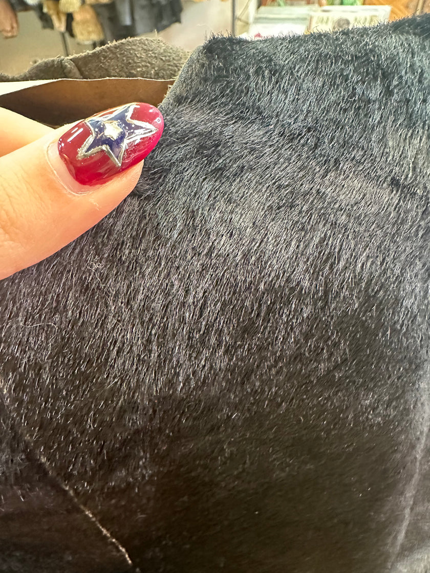 Vintage italian hair-on leather shoulder tote