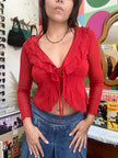 Rubamori super cute mesh semi see-through ruffle top (S/L)