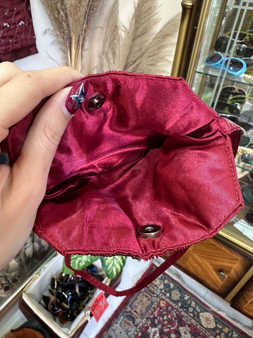Stunning mini satin beaded cross body bag