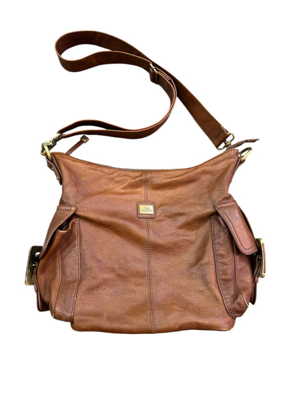 Carpisa Brown Genuine Leather Crossbody Shoulder Bag