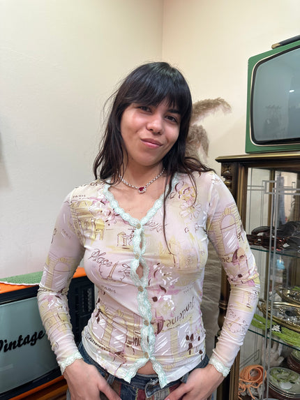Super cute semi see-through top
