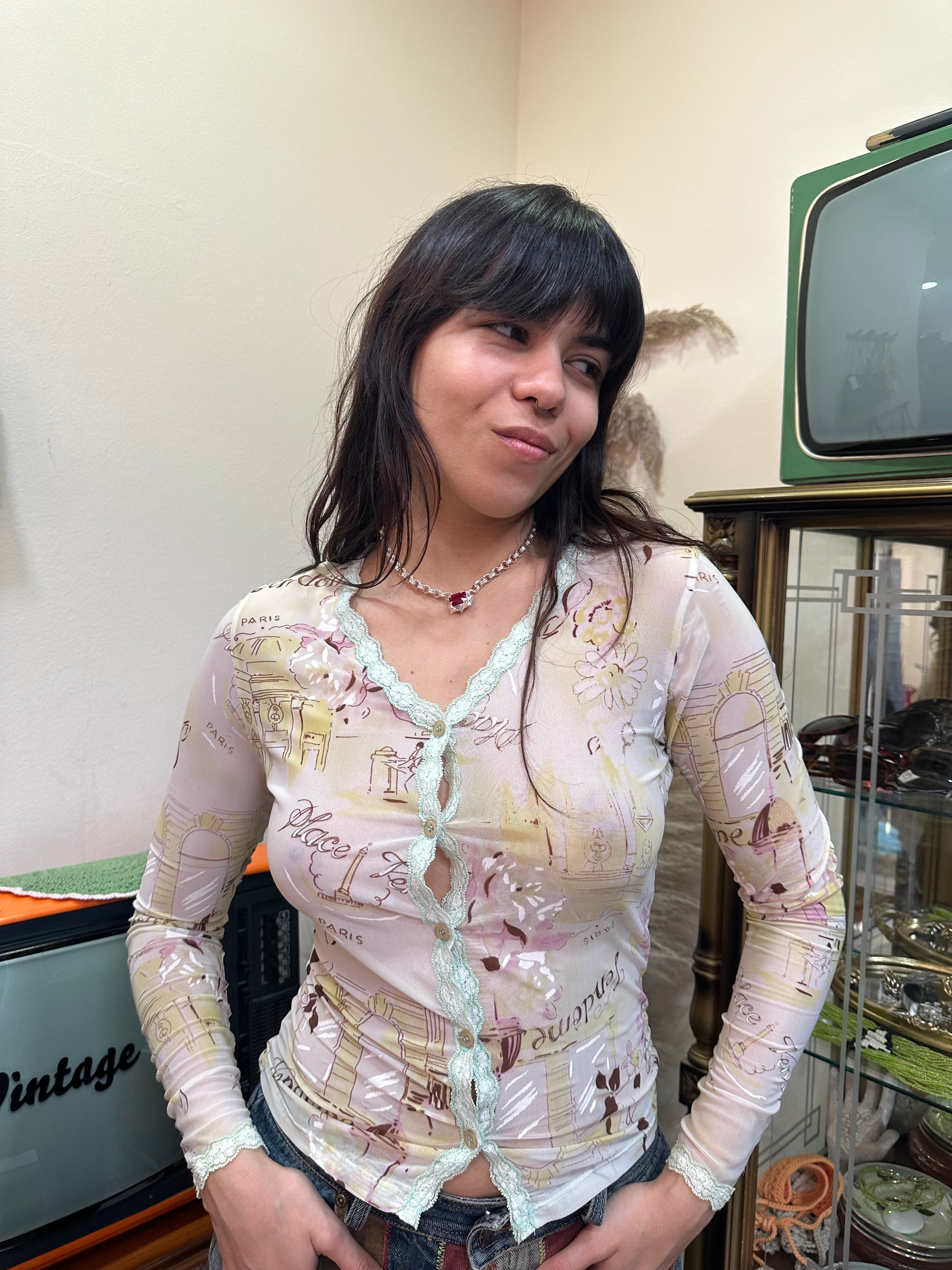 Super cute semi see-through top