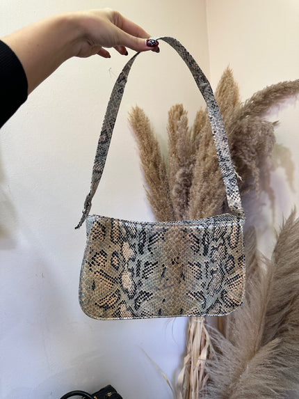 Super cute faux snake print shoulder bag