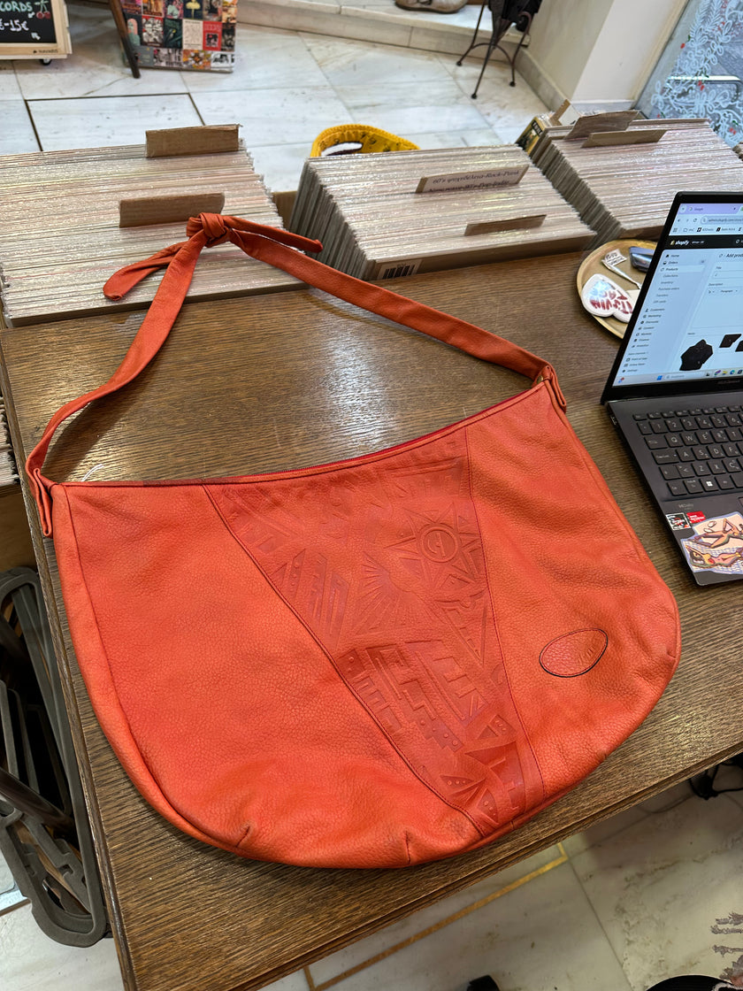 Pierotucci unique vintage orange leather cross body bag