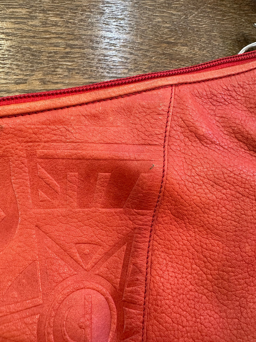 Pierotucci unique vintage orange leather cross body bag