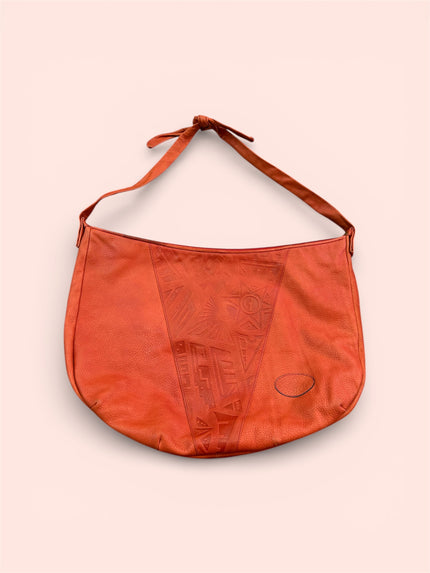 Pierotucci unique vintage orange leather cross body bag