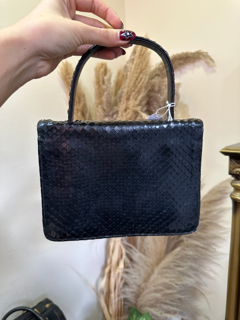 Vintage reptile leather mini handbag